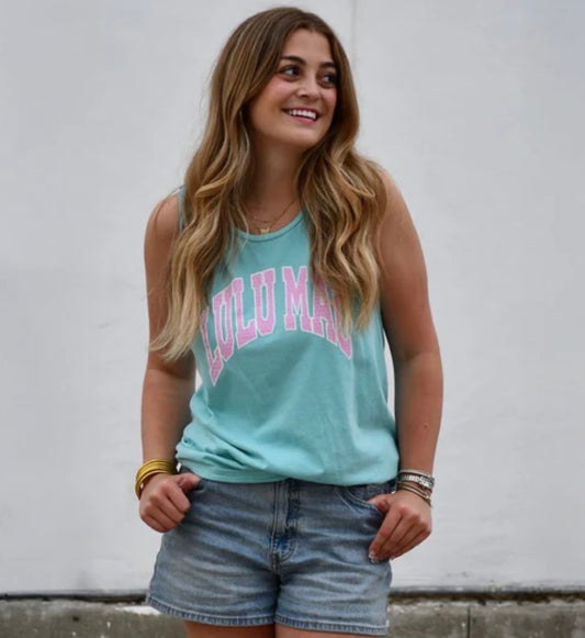 Lulu Mac Chalky Mint/Pink Polka Dot Comfort Colors Tank