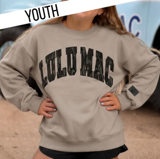 Lulu Mac/Mossy Oak Youth Greige Sweater