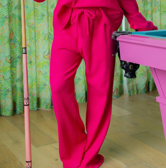 Lulu Mac Waffle Pop Hot Pink Lounge Pants