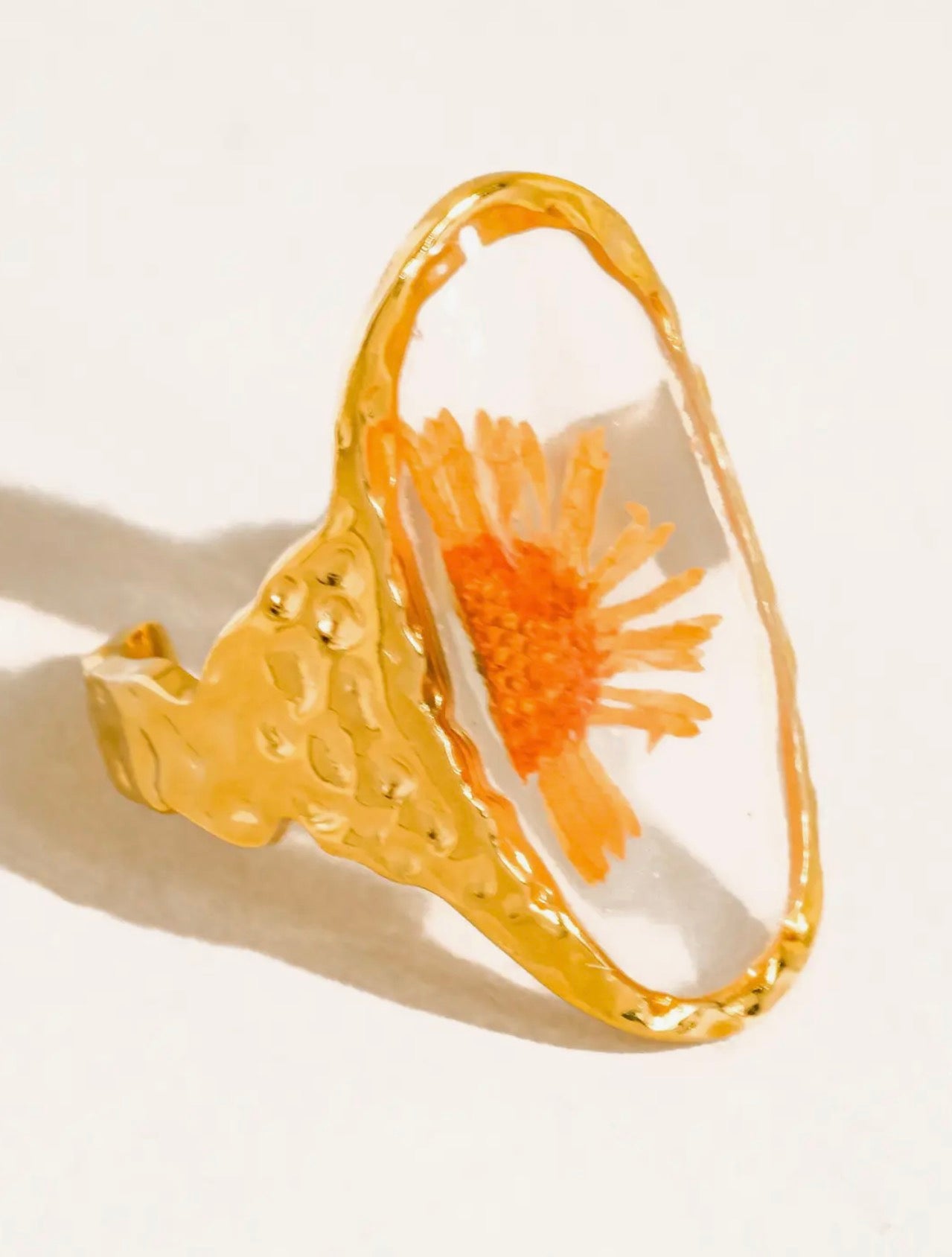 Mesa 18K Gold Non-Tarnish Orange Floral Ring
