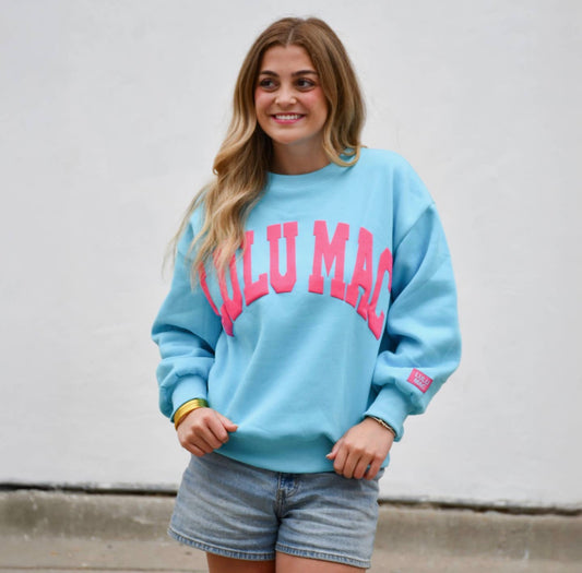 Lulu Mac Blue/Hot Pink Puff Sweater
