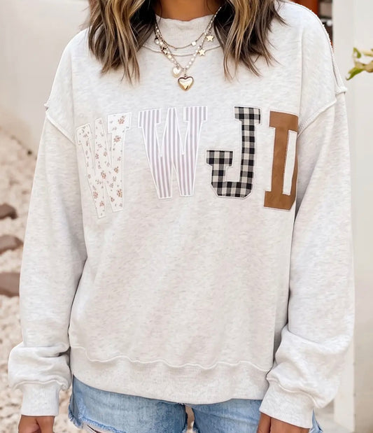 WWJD Mock Neck Patch Sweater
