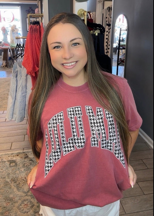 Lulu Mac Crimson Houndstooth Tee