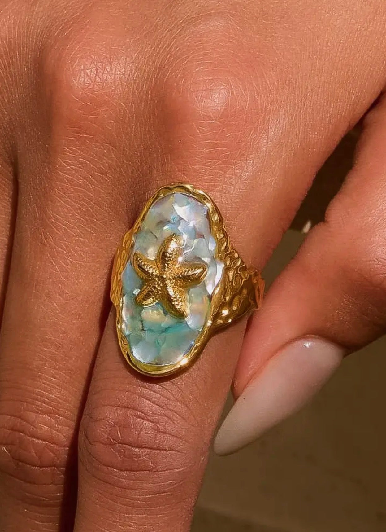 Keshet 18K Gold Non-Tarnish Starfish Ring