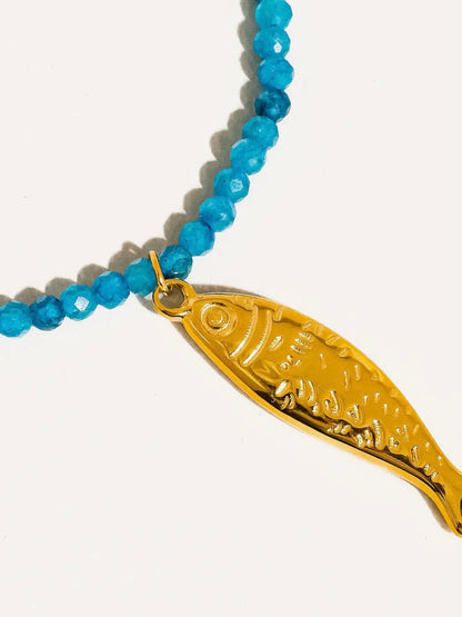 Sasha 18K Gold Non-Tarnish Fish Beaded Necklace