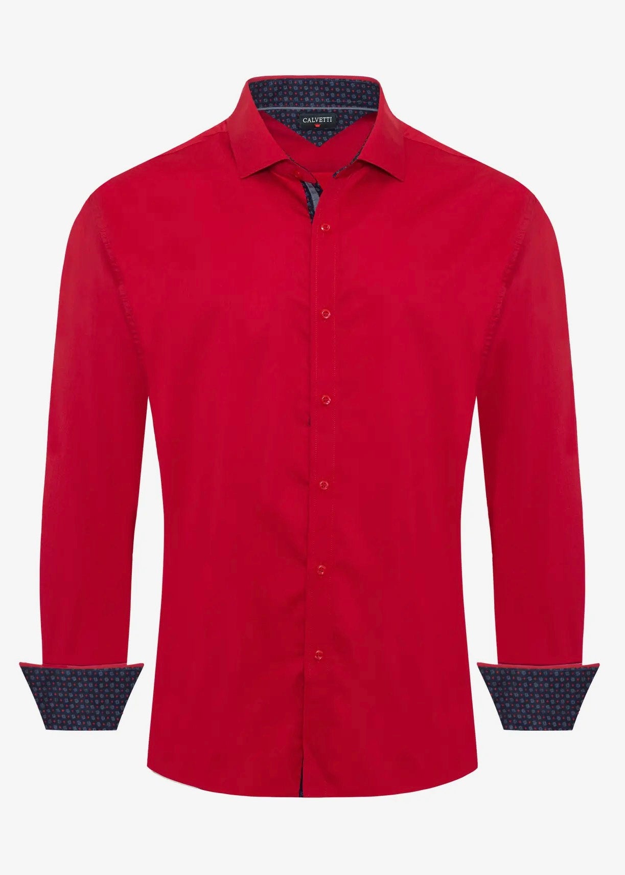 Calvetti Skyline Wrinkle-Free Button-Up Shirt Red