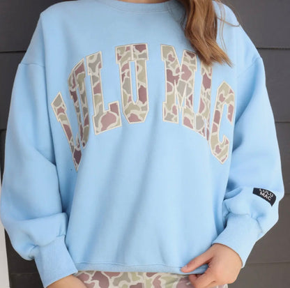 Lulu Mac Light Blue with Camo Sweater