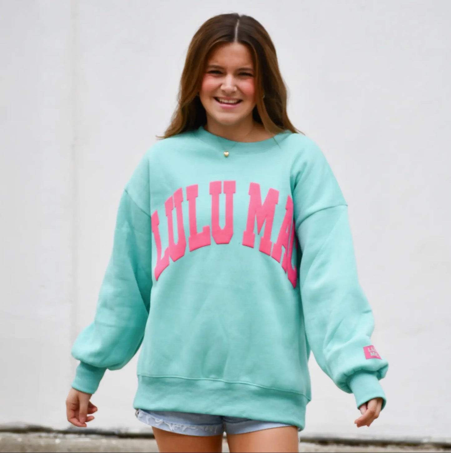 Lulu Mac Mint/Hot Pink Puff Sweater