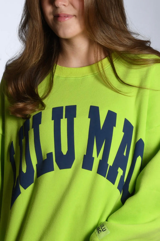 Lulu Mac Chartreuse/Deep Blue Puff Sweater