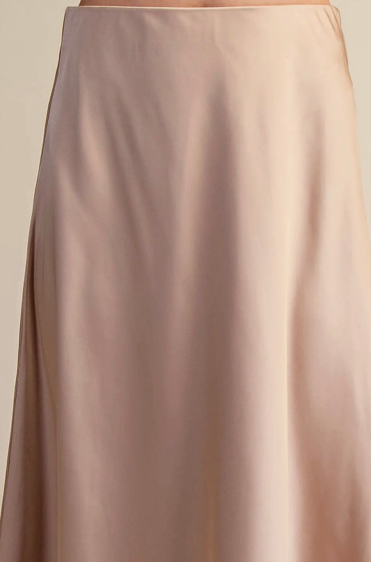 Glam Satin Champagne Flare Skirt
