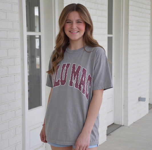Lulu Mac Maroon/White Polka Dot Team Tee