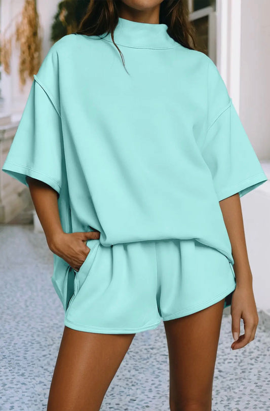 Summer Feels Mock Neck Short Set