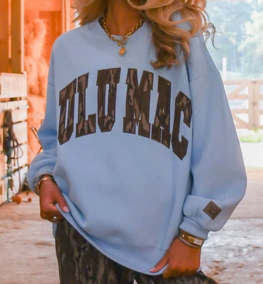 Lulu Mac/Mossy Oak Light Blue Camo Sweatshirt