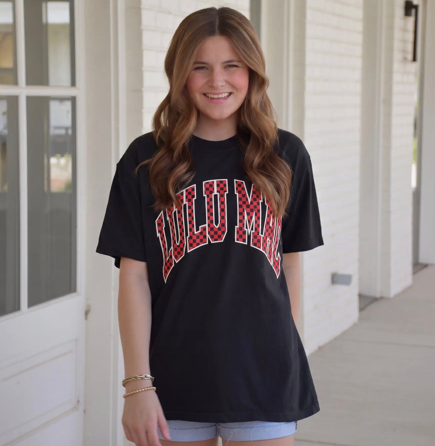 Lulu Mac Red/Black Checkered Team Tee