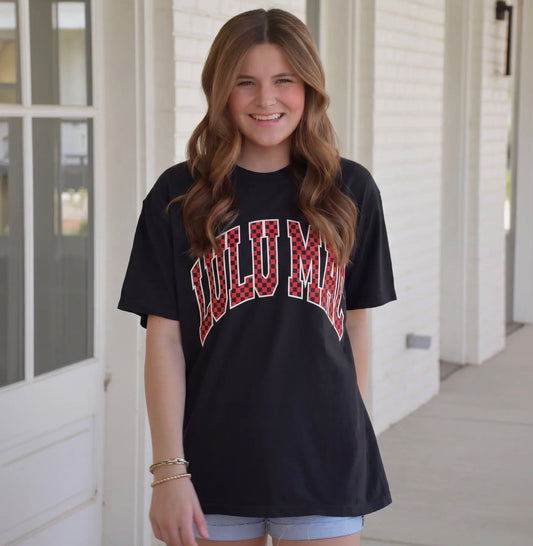 Lulu Mac Red/Black Checkered Team Tee