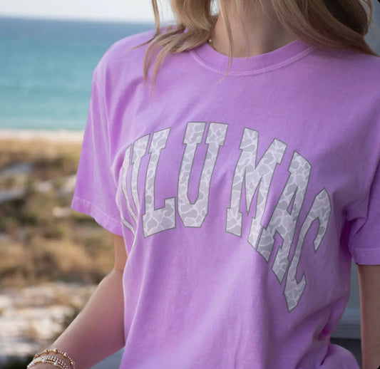 Lulu Mac Camo In Neon Violet Tee