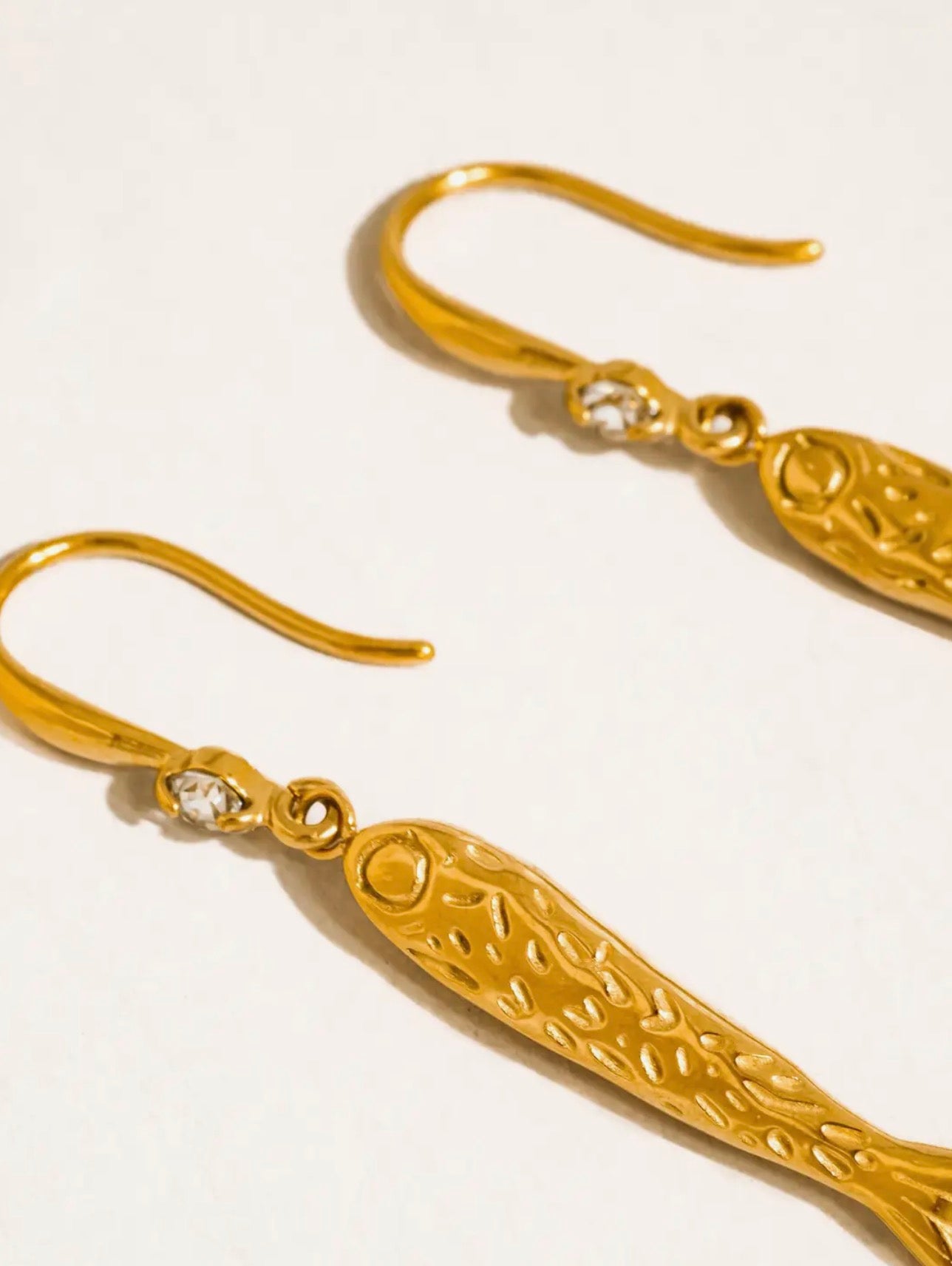 Calypsa 18K Gold Non-Tarnish Fish Charm Earrings