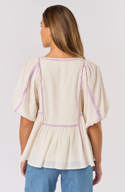 Boho Peasant Bubble Sleeve Top