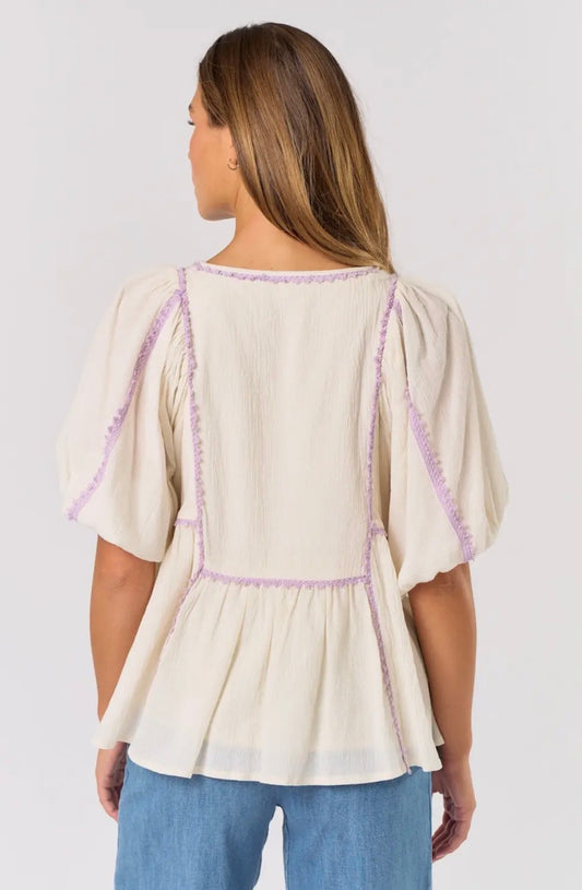 Boho Peasant Bubble Sleeve Top