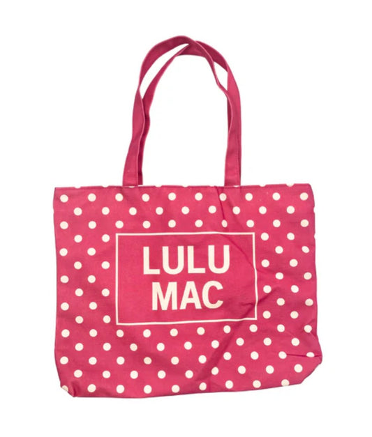 Lulu Mac Tote Hot Pink/White Polka Dots