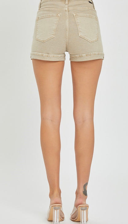 Risen High Rise Sand Cuffed Shorts