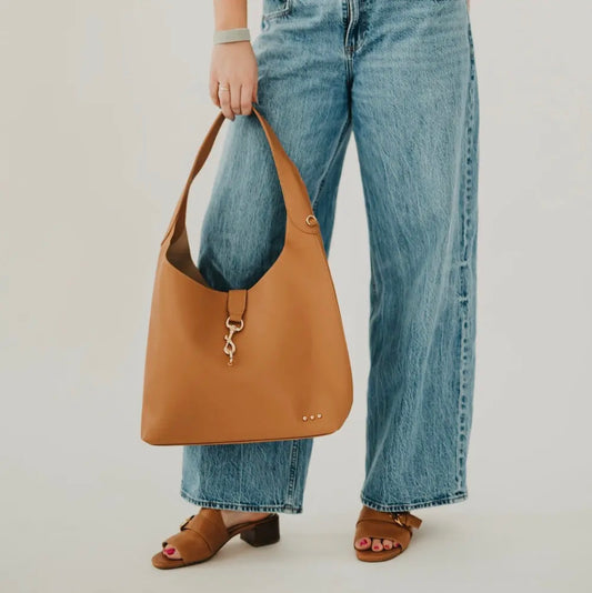 Haddie Hobo Vegan Leather Tote Camel