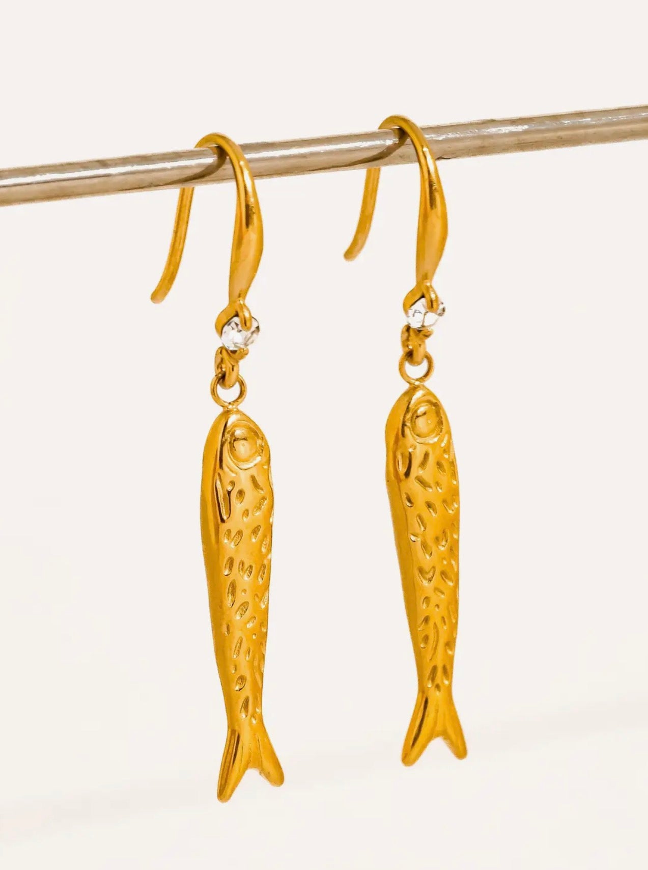 Calypsa 18K Gold Non-Tarnish Fish Charm Earrings