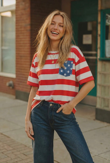 4th of July Star Pocket Tee