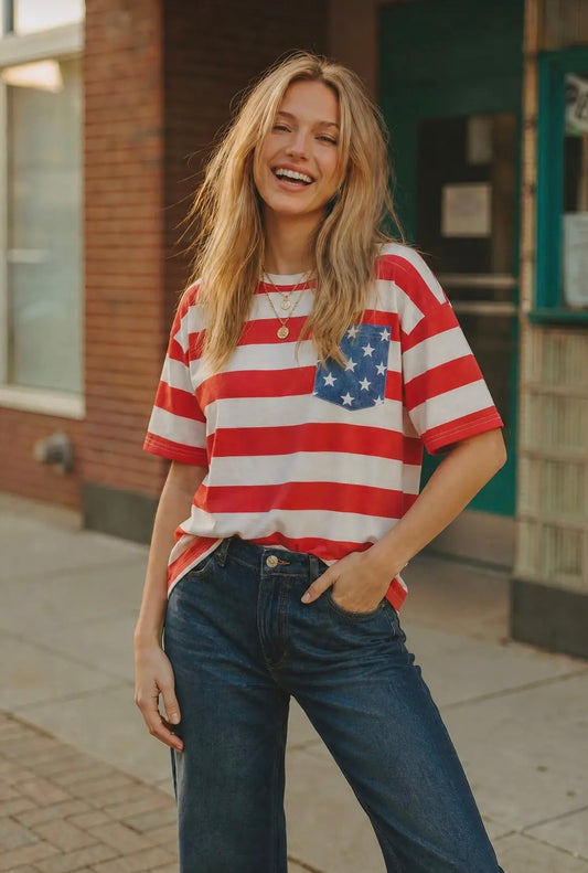 4th of July Star Pocket Tee