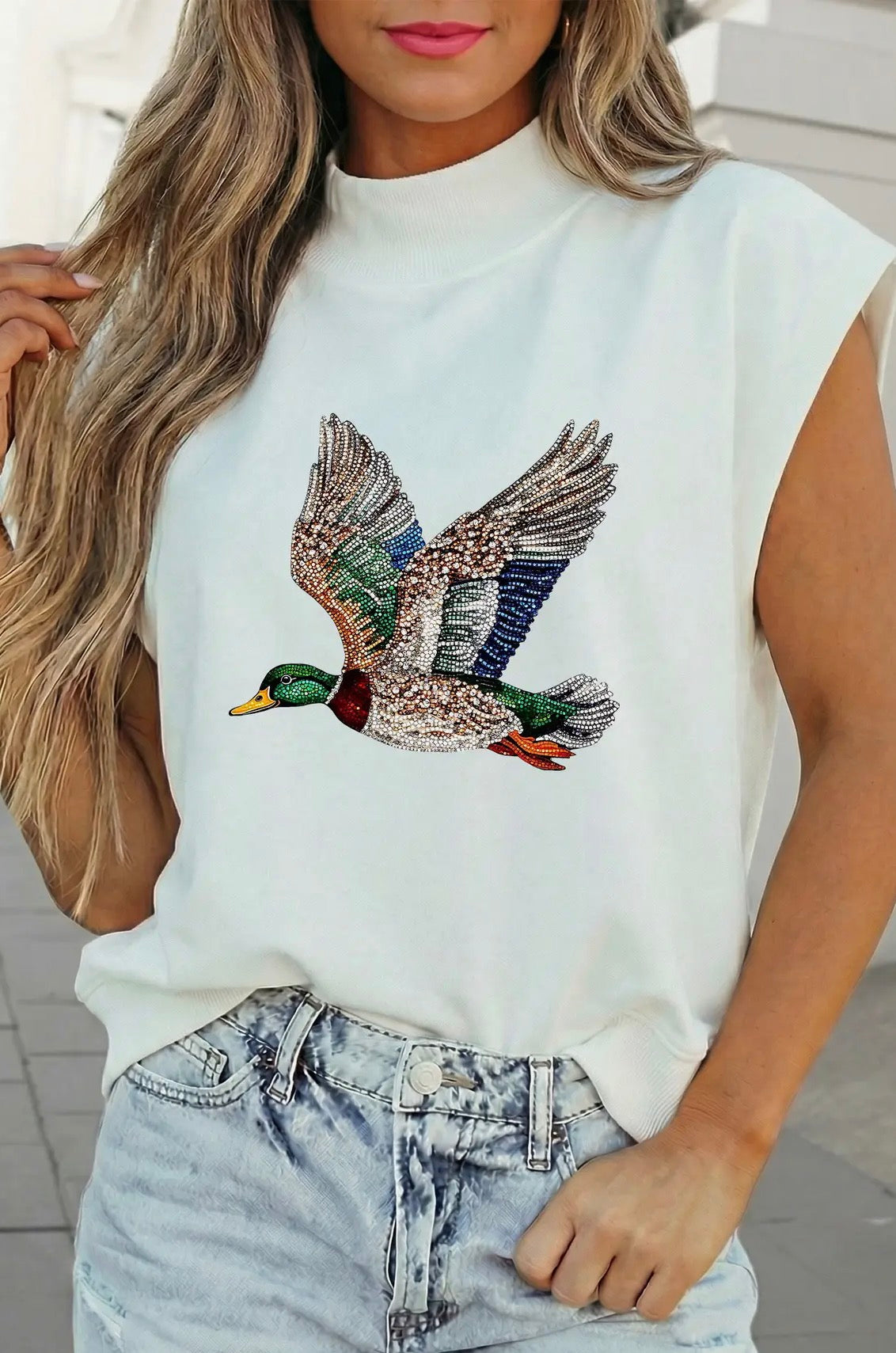 Wild Wings Oversized Mock Neck Tank