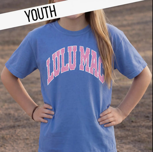 Lulu Mac Flo Blue With Polka Dots Comfort Color Tee