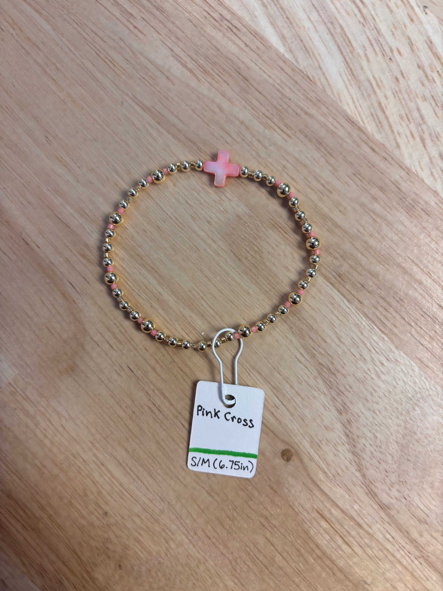 Vacey-Vee Pink Cross Bracelet