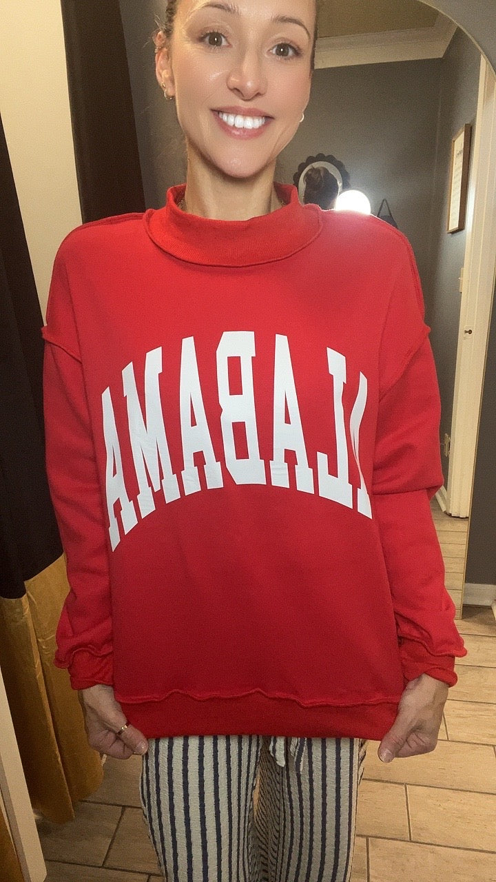 ALABAMA/AL Reversible Mock Neck Sweater