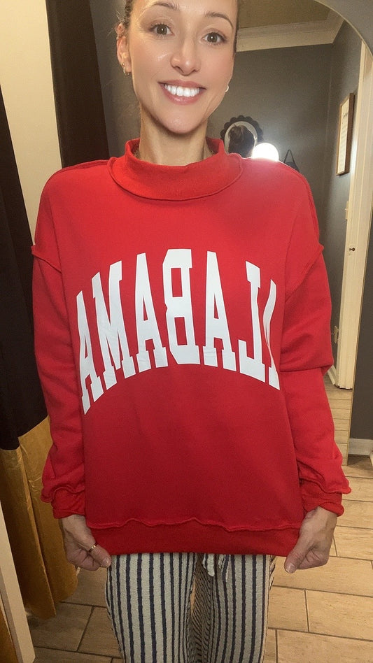 ALABAMA/AL Reversible Mock Neck Sweater