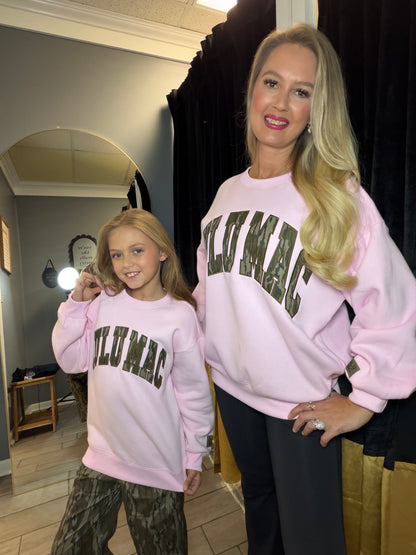 Lulu Mac/Mossy Oak Youth Camo Sweater Pink
