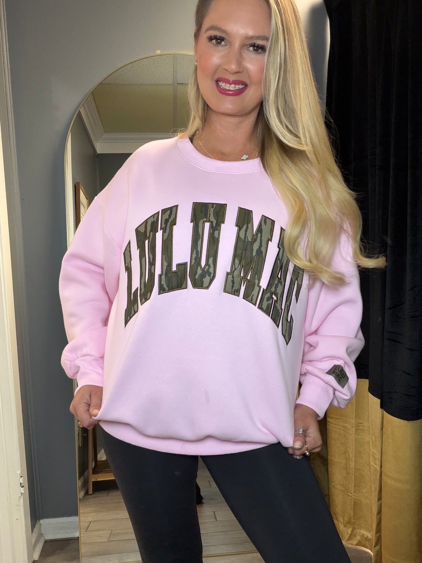 Lulu Mac/Mossy Oak Camo Sweater Light Pink
