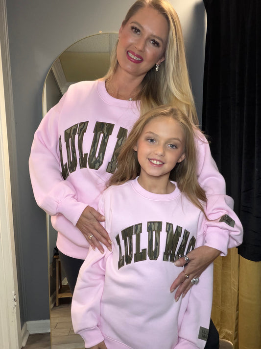 Lulu Mac/Mossy Oak Youth Camo Sweater Pink