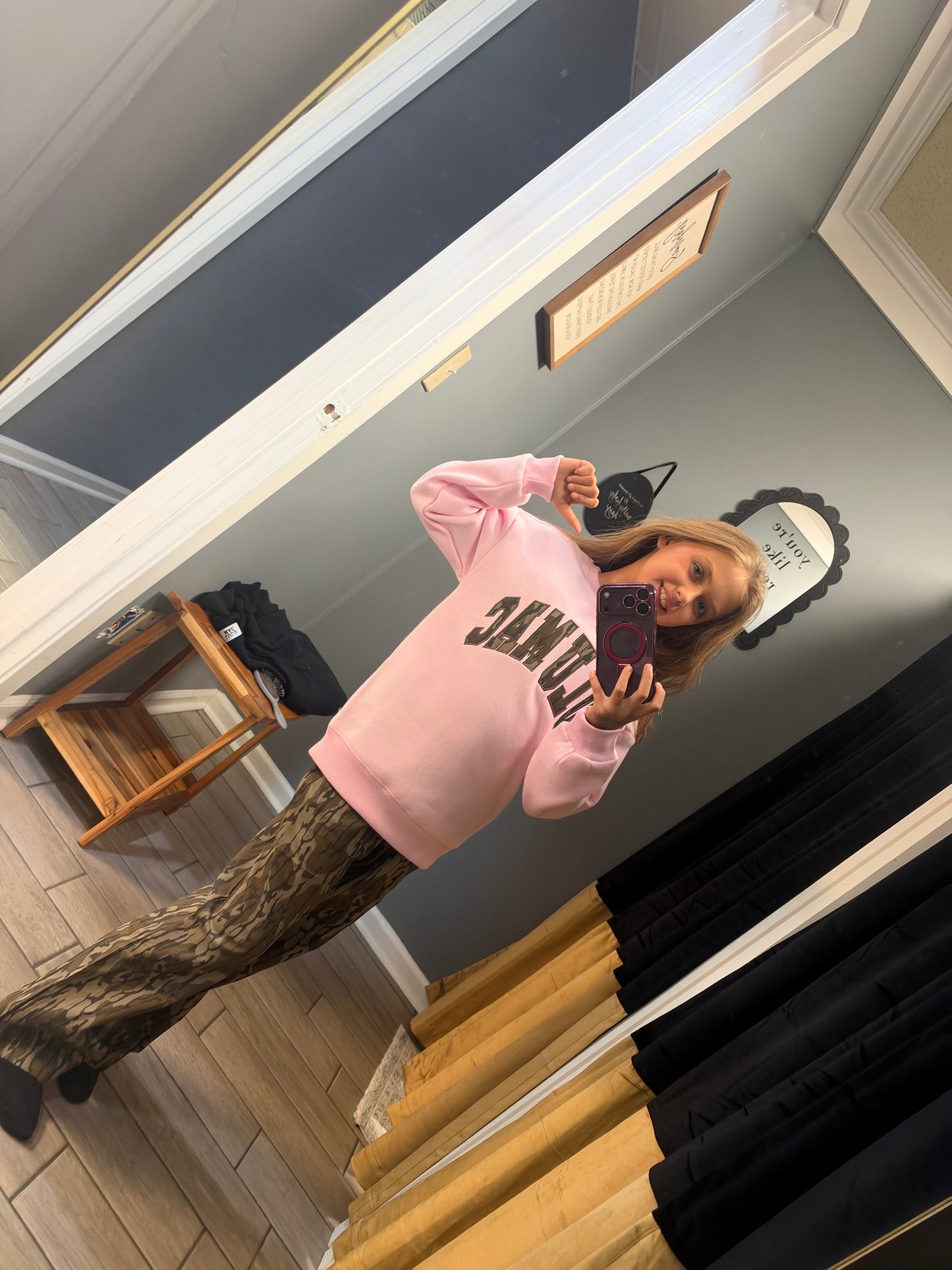 Lulu Mac/Mossy Oak Youth Camo Sweater Pink