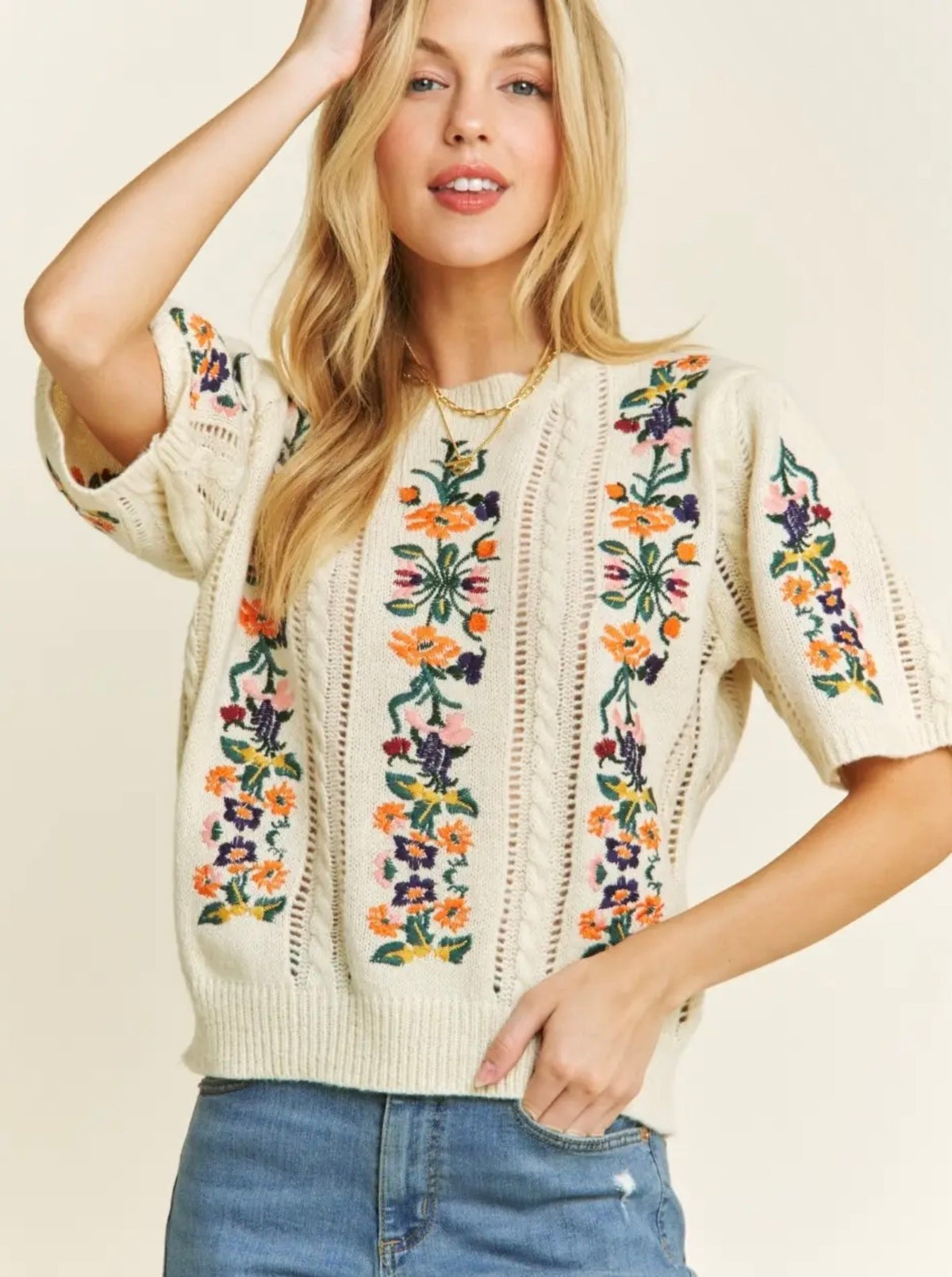 Floral Embroidered Sweater