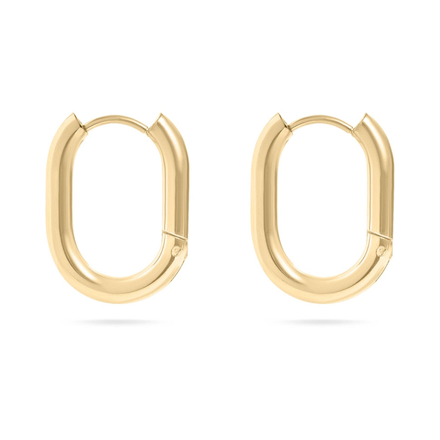 18K Gold Oval Huggie Earrings image 0