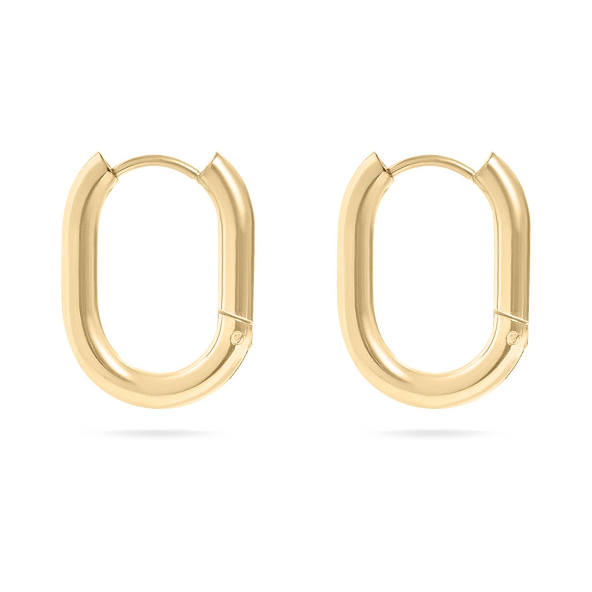 18K Gold Oval Huggie Earrings image 0