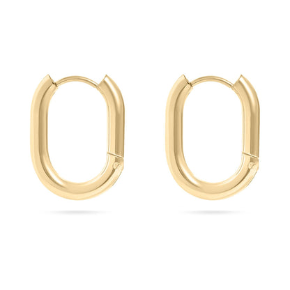 18K Gold Oval Huggie Earrings image 0