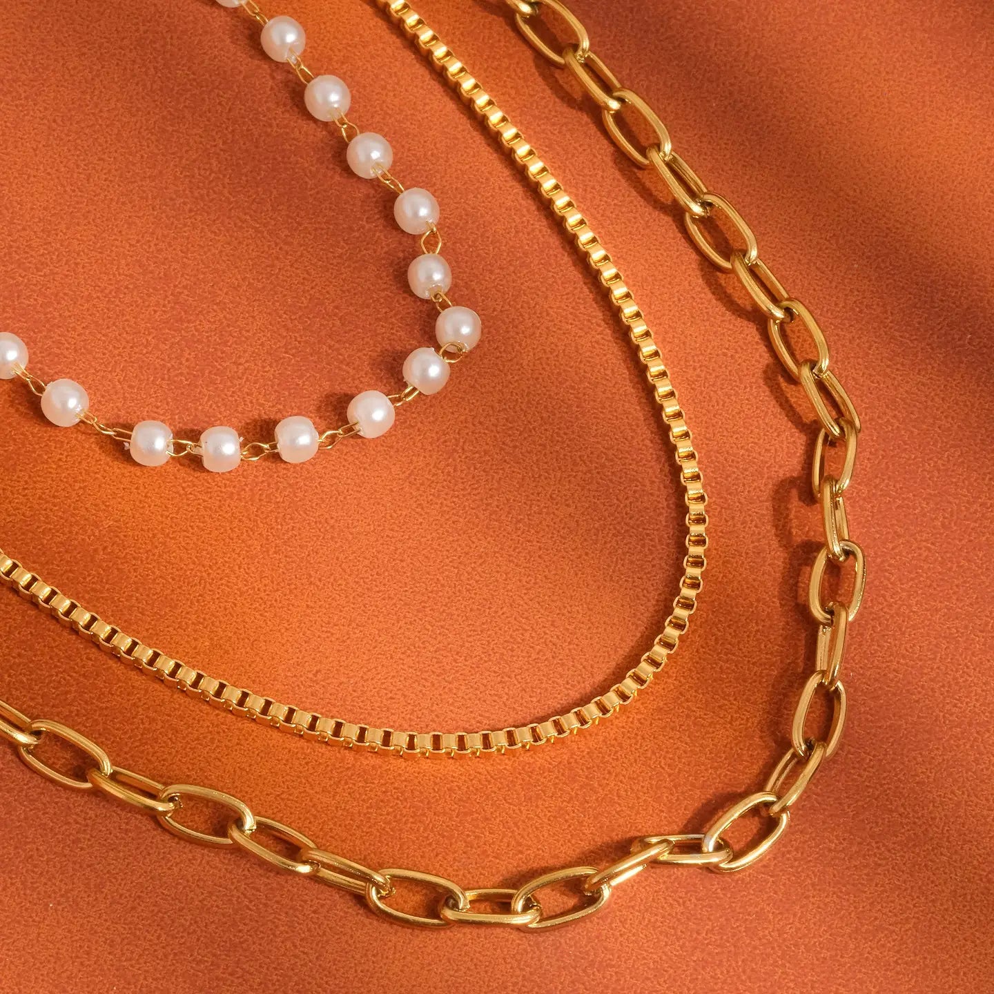 18K Non-tarnish Pearl and Gold Stack Necklace image 0