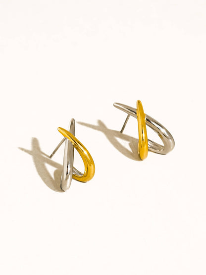 18K Mixed Metal Crossover Earrings image 1